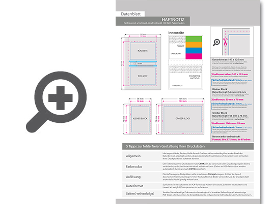 Product Bild haftnotizen-set_100_blatt_mit_papiermarkern_und_bedrucktem_inhalt_im_hardcover-bucheinband