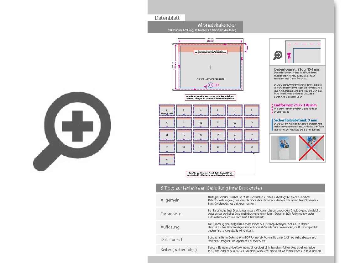 Product Bild monatskalender_mit_lochung_13_blatt_(12_monate_+_deckblatt)__beidseitig_bedruckt_4_4_farbig__din_a5_quer_(210_x_148_mm)