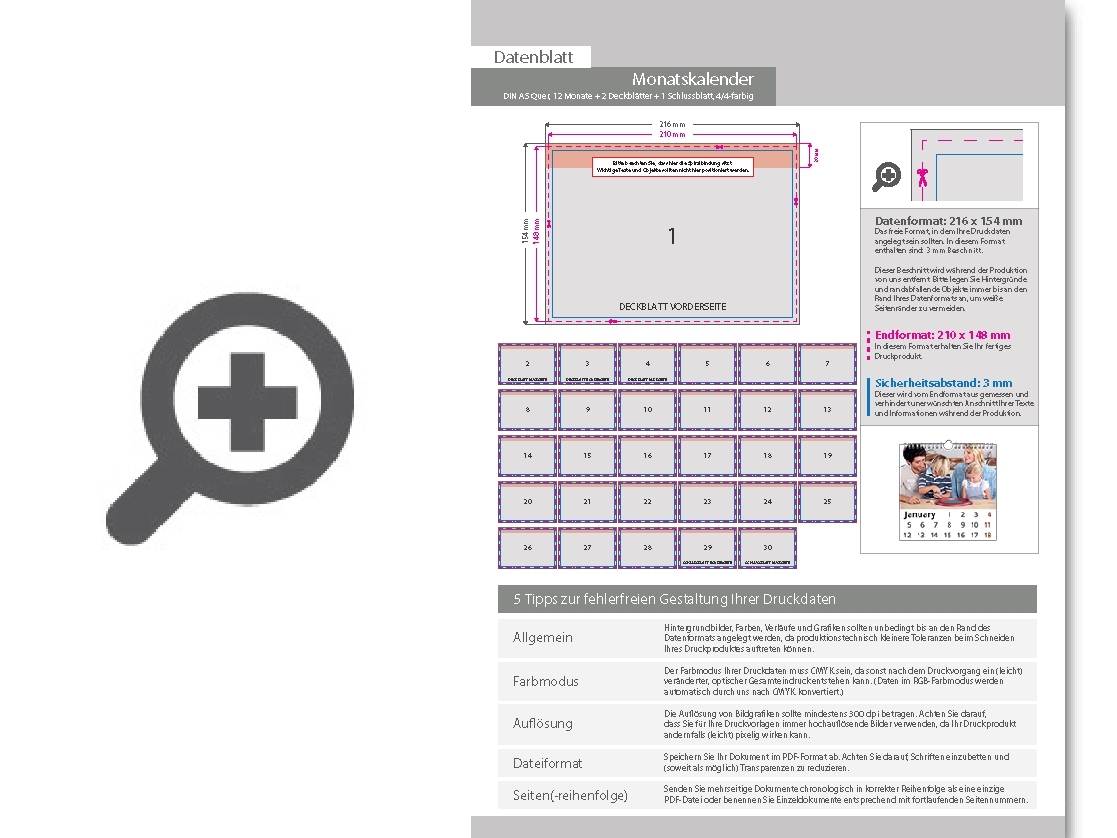Product Bild monatskalender_15_blatt_(12_monate_+_2_deckbl__tter_+_1_schlussblatt)__beidseitig_bedruckt_4_4_farbig__din_a5_quer_(210_x_148_mm)