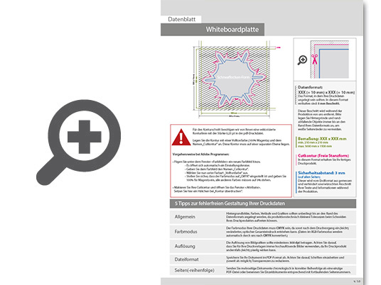 Product Bild whiteboardplatte_in_schneeflocke-form_konturgefr__st___einseitig_4_0-farbig_bedruckt